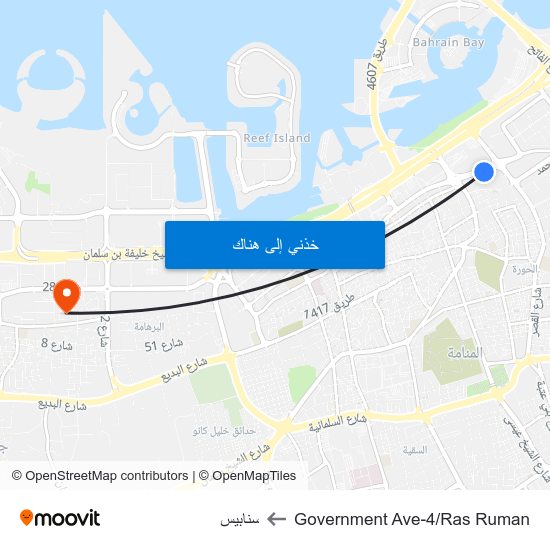 Government Ave-4/Ras Ruman to سنابيس map