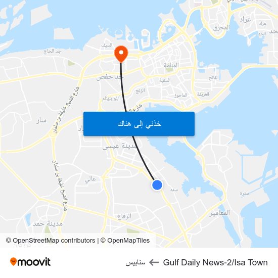 Gulf Daily News-2/Isa Town to سنابيس map