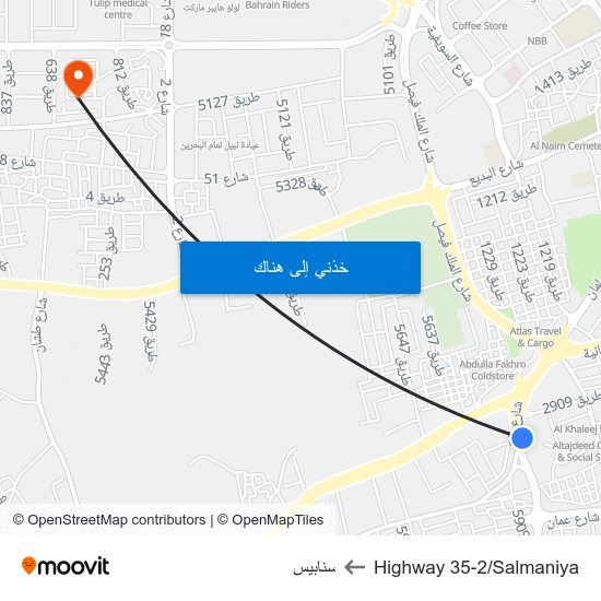 Highway 35-2/Salmaniya to سنابيس map