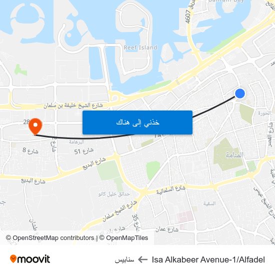Isa Alkabeer Avenue-1/Alfadel to سنابيس map