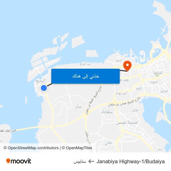 Janabiya Highway-1/Budaiya to سنابيس map