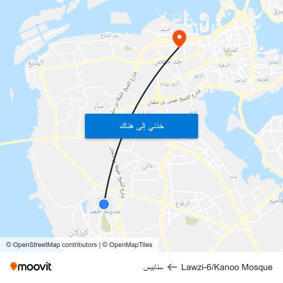 Lawzi-6/Kanoo Mosque to سنابيس map