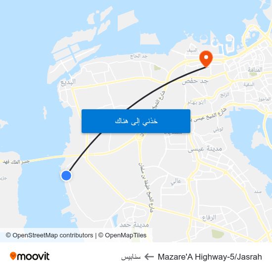 Mazare'A Highway-5/Jasrah to سنابيس map