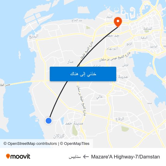 Mazare'A Highway-7/Damstan to سنابيس map