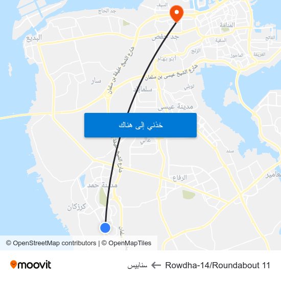 Rowdha-14/Roundabout 11 to سنابيس map