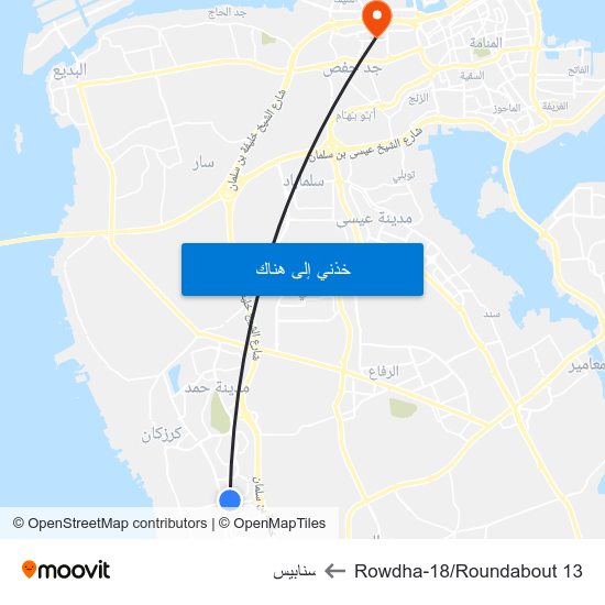 Rowdha-18/Roundabout 13 to سنابيس map