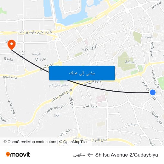 Sh Isa Avenue-2/Gudaybiya to سنابيس map
