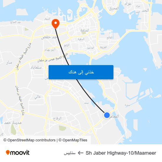 Sh Jaber Highway-10/Maameer to سنابيس map