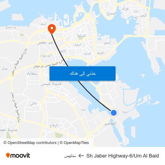 Sh Jaber Highway-6/Um Al Baid to سنابيس map