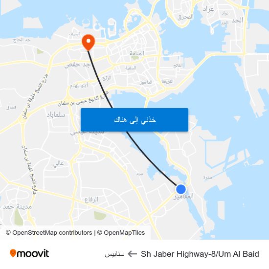 Sh Jaber Highway-8/Um Al Baid to سنابيس map