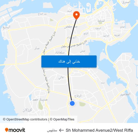 Sh Mohammed Avenue2/West Riffa to سنابيس map