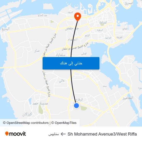 Sh Mohammed Avenue3/West Riffa to سنابيس map