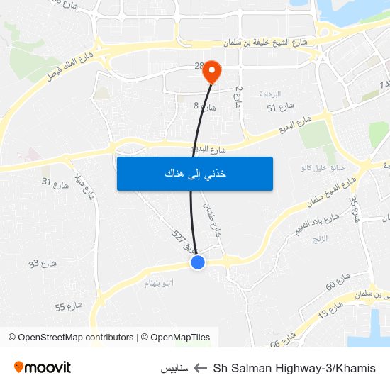 Sh Salman Highway-3/Khamis to سنابيس map