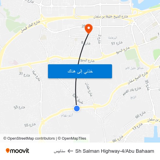 Sh Salman Highway-4/Abu Bahaam to سنابيس map
