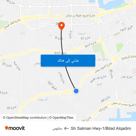 Sh Salman Hwy-1/Bilad Alqadim to سنابيس map