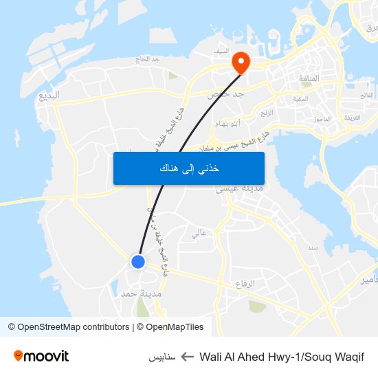 Wali Al Ahed Hwy-1/Souq Waqif to سنابيس map