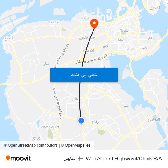 Wali Alahed Highway4/Clock R/A to سنابيس map