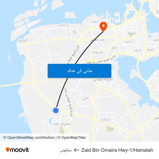 Zaid Bin Omaira Hwy-1/Hamalah to سنابيس map