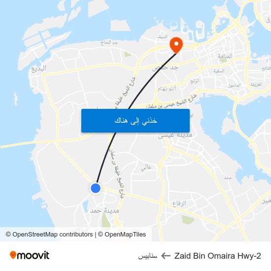 Zaid Bin Omaira Hwy-2 to سنابيس map