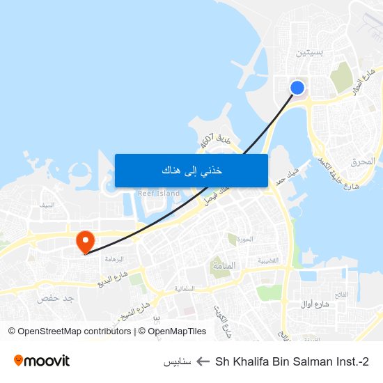 Sh Khalifa Bin Salman Inst.-2 to سنابيس map