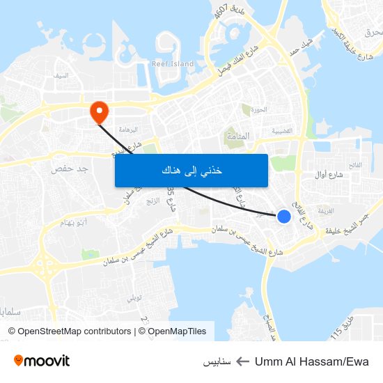 Umm Al Hassam/Ewa to سنابيس map