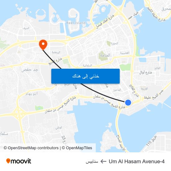 Um Al Hasam Avenue-4 to سنابيس map