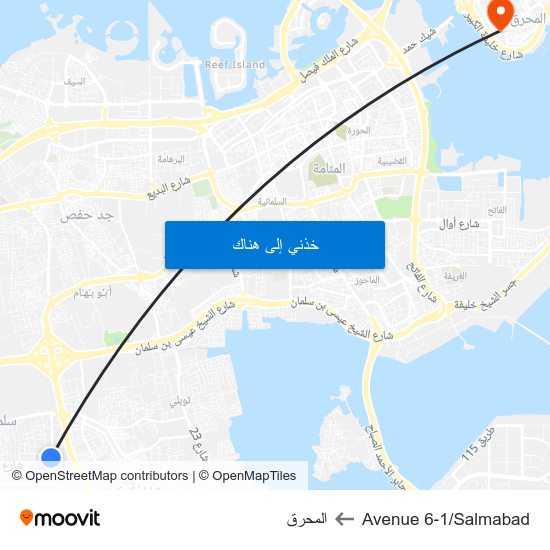 Avenue 6-1/Salmabad to المحرق map