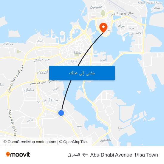 Abu Dhabi Avenue-1/Isa Town to المحرق map