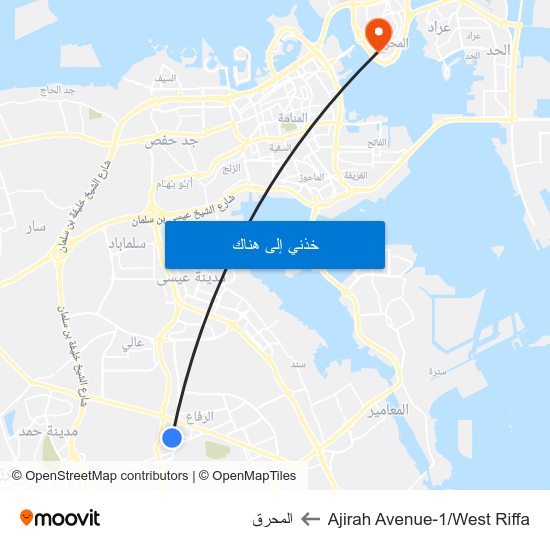 Ajirah Avenue-1/West Riffa to المحرق map