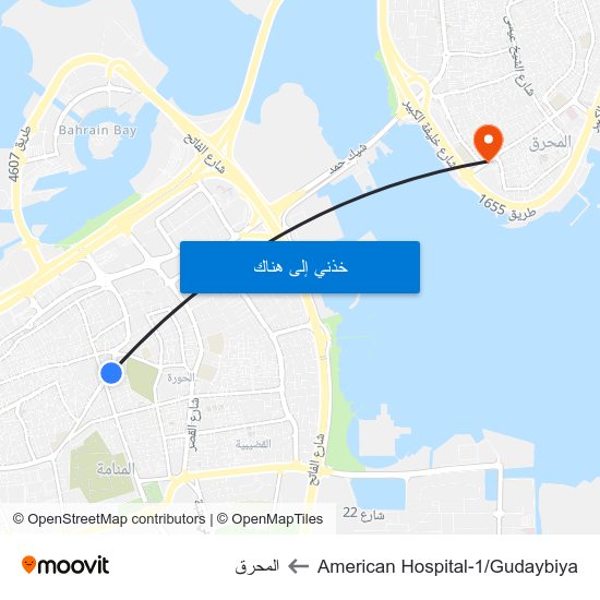 American Hospital-1/Gudaybiya to المحرق map