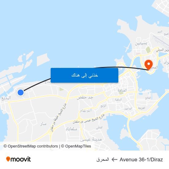 Avenue 36-1/Diraz to المحرق map