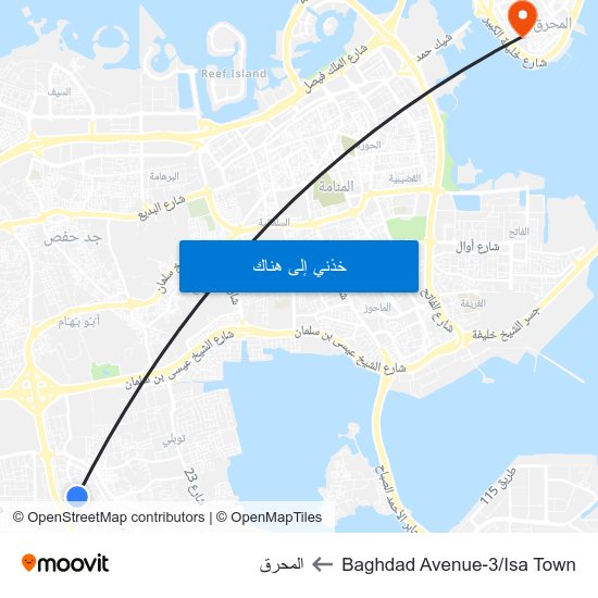 Baghdad Avenue-3/Isa Town to المحرق map