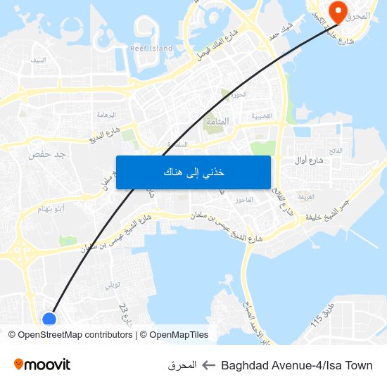 Baghdad Avenue-4/Isa Town to المحرق map