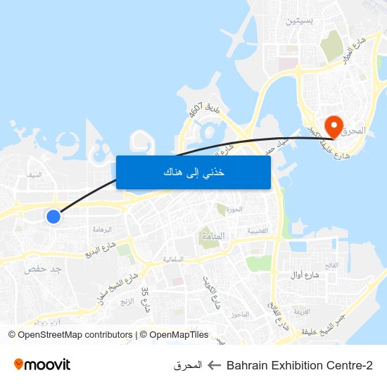 Bahrain Exhibition Centre-2 to المحرق map