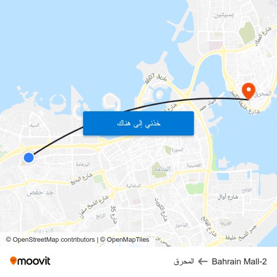 Bahrain Mall-2 to المحرق map