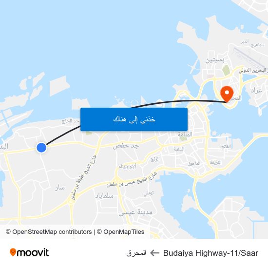 Budaiya Highway-11/Saar to المحرق map