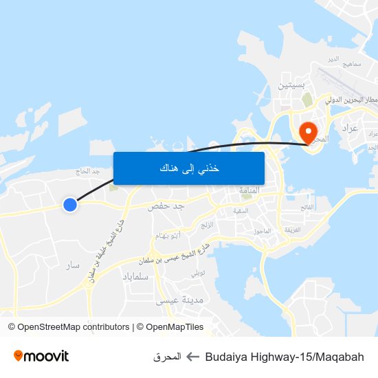 Budaiya Highway-15/Maqabah to المحرق map