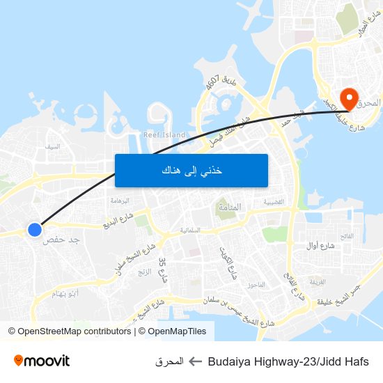 Budaiya Highway-23/Jidd Hafs to المحرق map