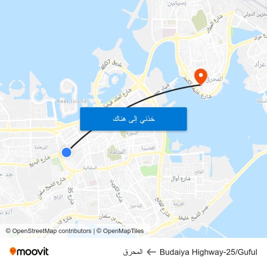 Budaiya Highway-25/Guful to المحرق map