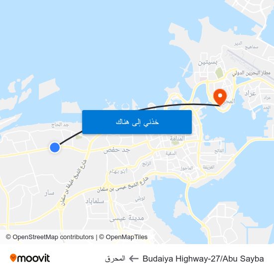 Budaiya Highway-27/Abu Sayba to المحرق map