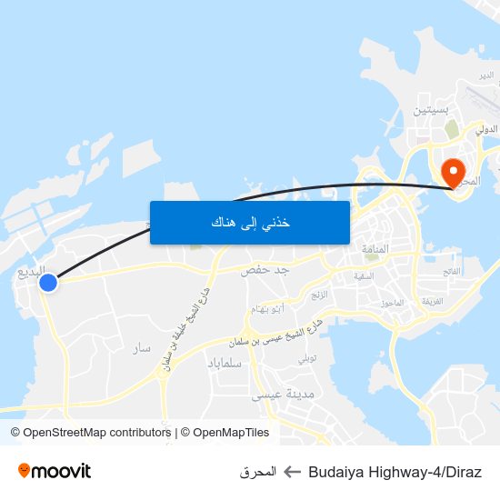 Budaiya Highway-4/Diraz to المحرق map