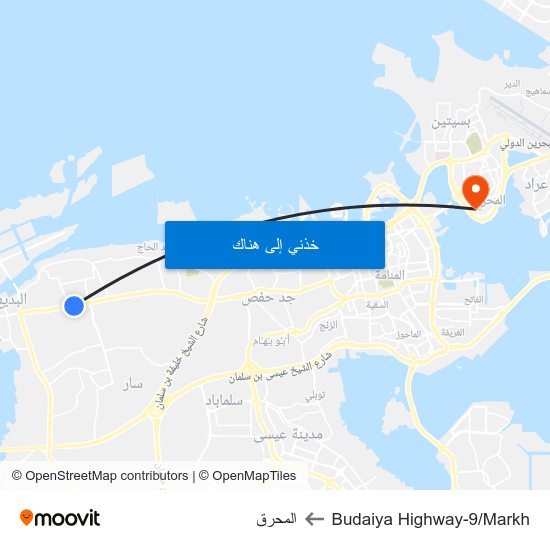 Budaiya Highway-9/Markh to المحرق map