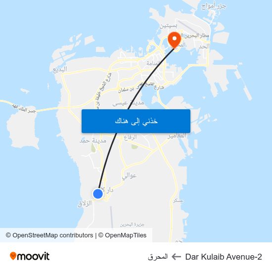 Dar Kulaib Avenue-2 to المحرق map