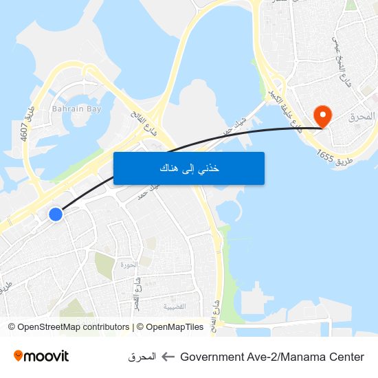 Government Ave-2/Manama Center to المحرق map