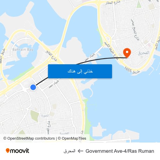 Government Ave-4/Ras Ruman to المحرق map