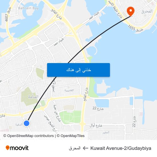 Kuwait Avenue-2/Gudaybiya to المحرق map
