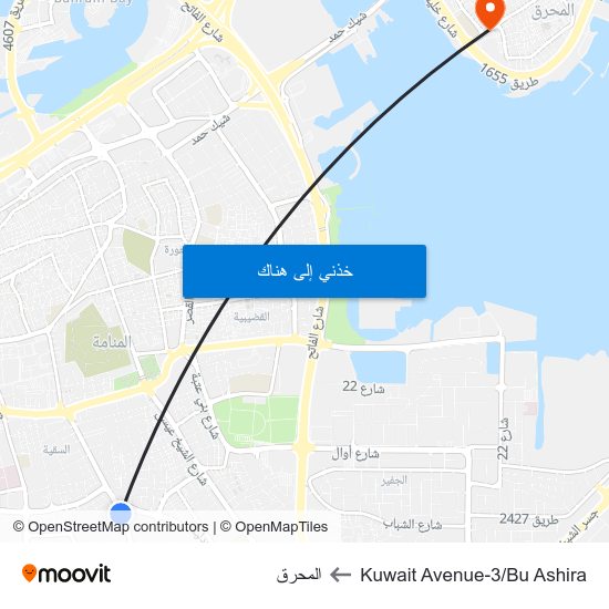 Kuwait Avenue-3/Bu Ashira to المحرق map