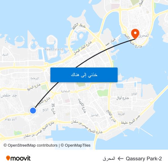 Qassary Park-2 to المحرق map