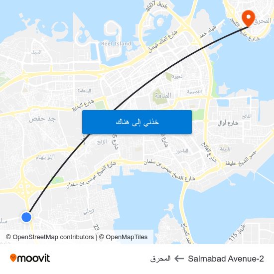 Salmabad Avenue-2 to المحرق map