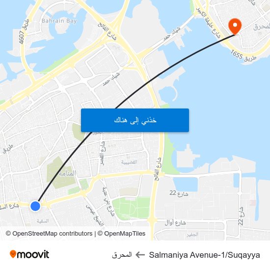 Salmaniya Avenue-1/Suqayya to المحرق map